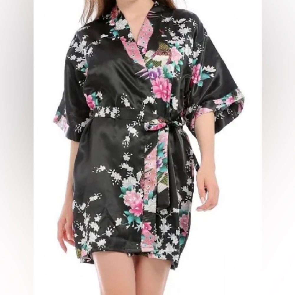 NWOT Floral Satin Robe